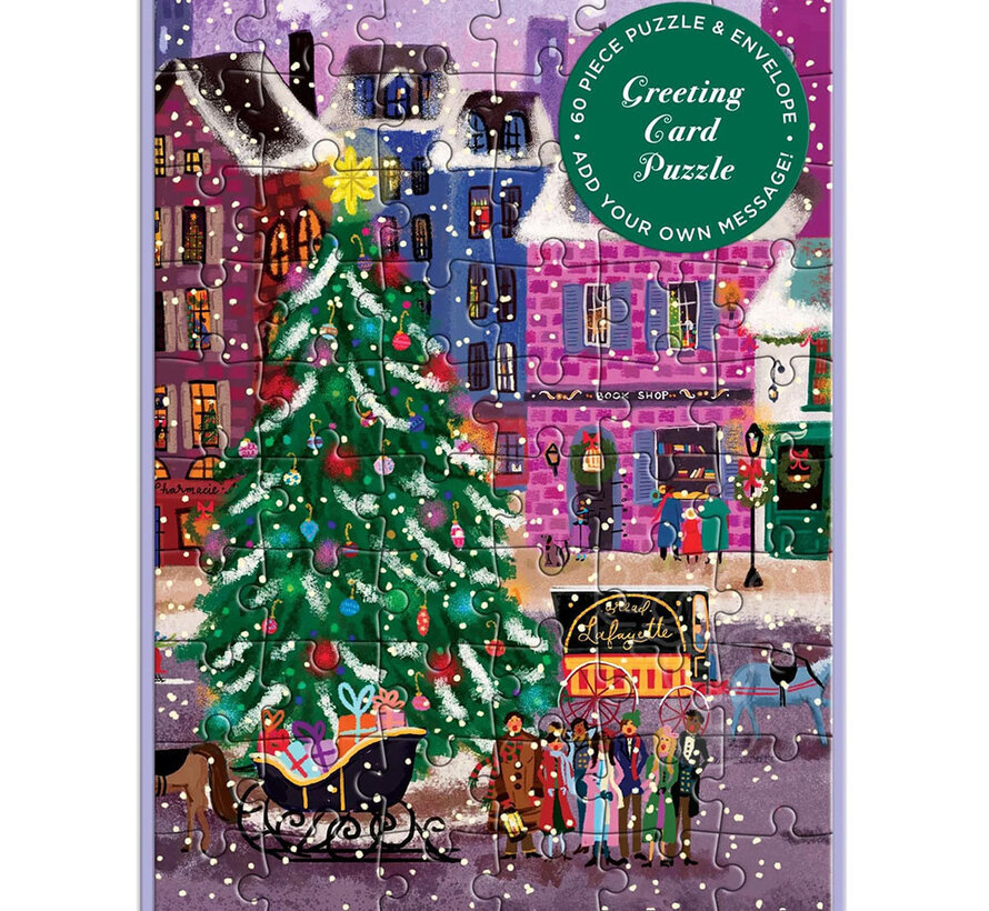 Galison Joy Laforme Christmas Square Greeting Card Puzzle 60pcs