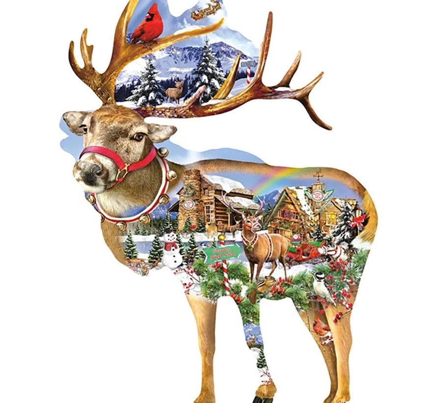 SunsOut Reindeer Training Shaped Puzzle 800pcs