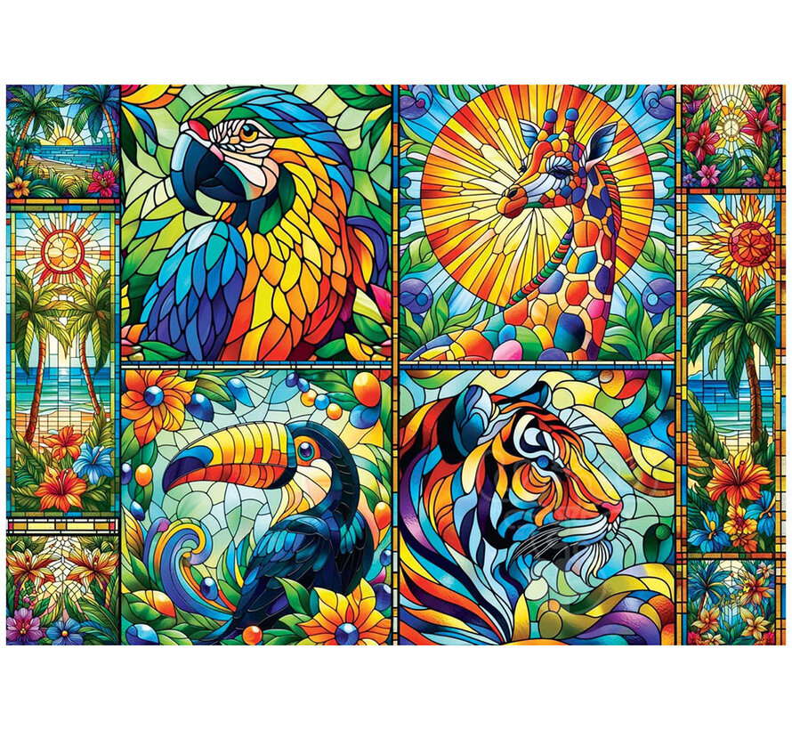 JaCaRou Stained Glass Jungle / Jungle en vitrail Puzzle 1000pcs