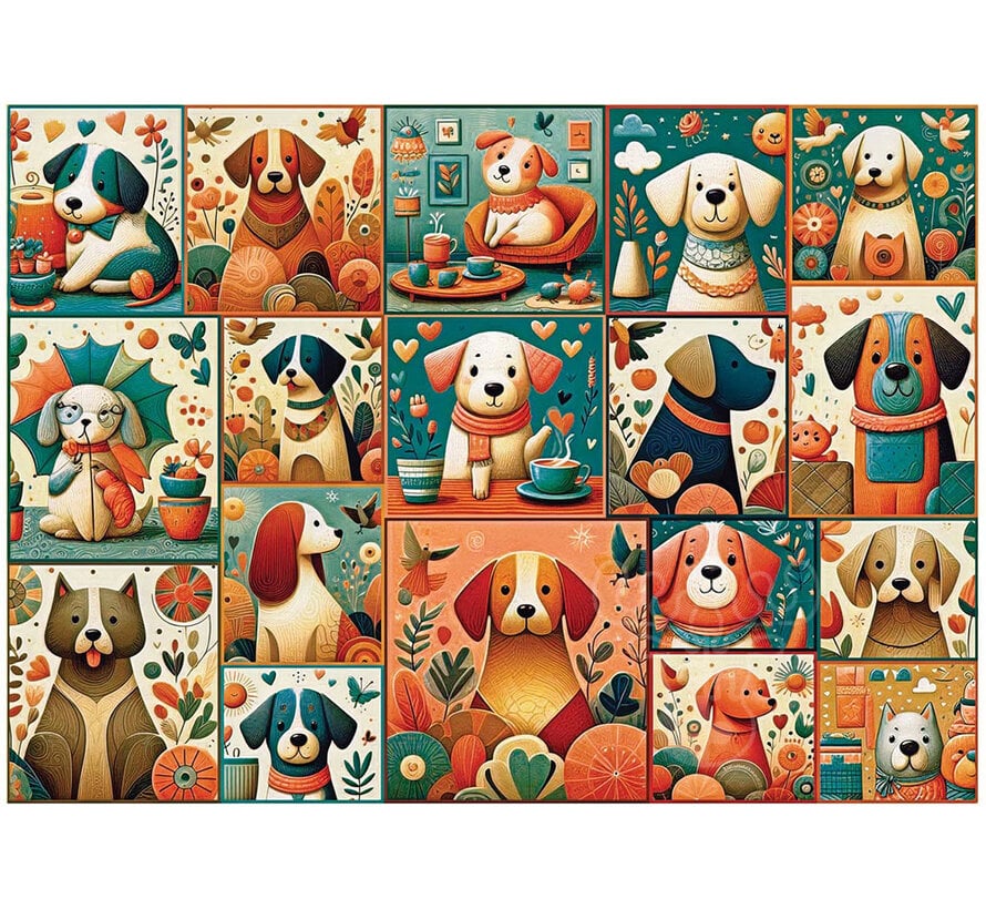 Delfy Turquoise Peach Pup Puzzle 1000pcs