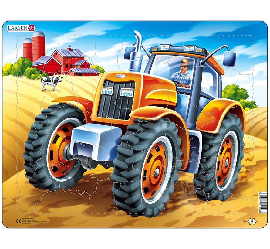 Larsen Large Tractor in a Farm Field Tray Puzzle 37pcs