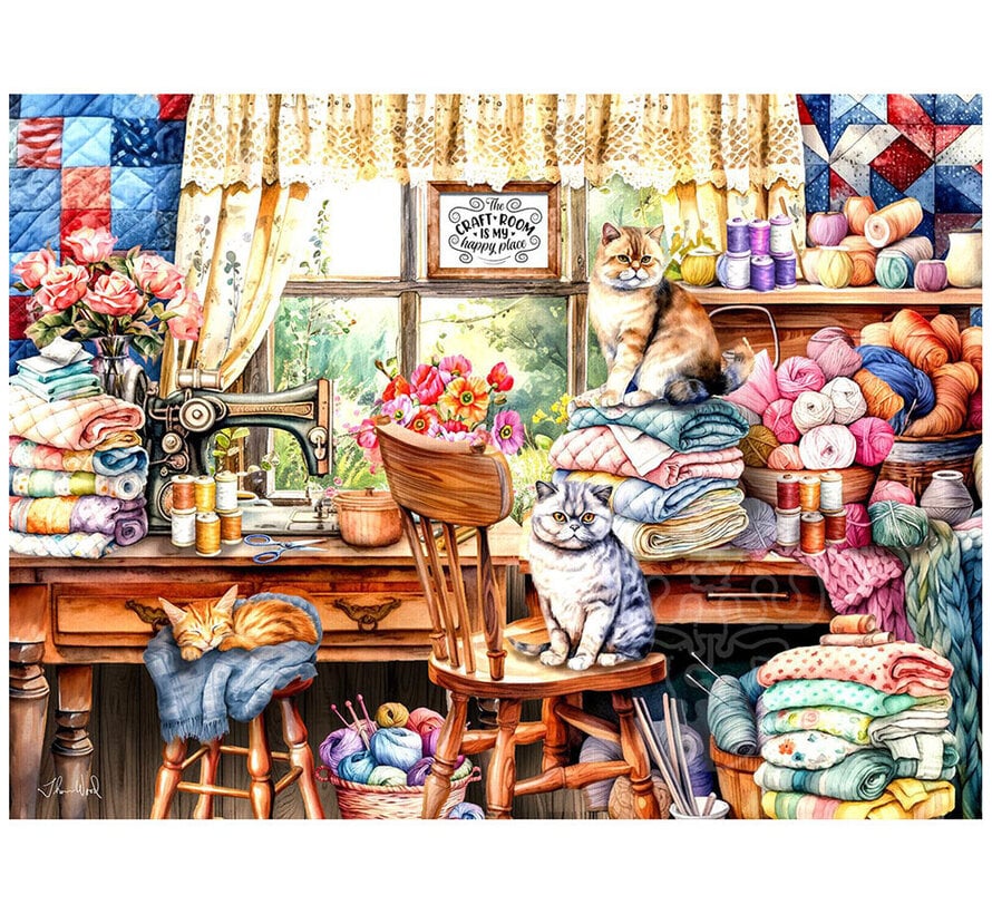 SunsOut Kittens Sewing Room Puzzle 1000pcs
