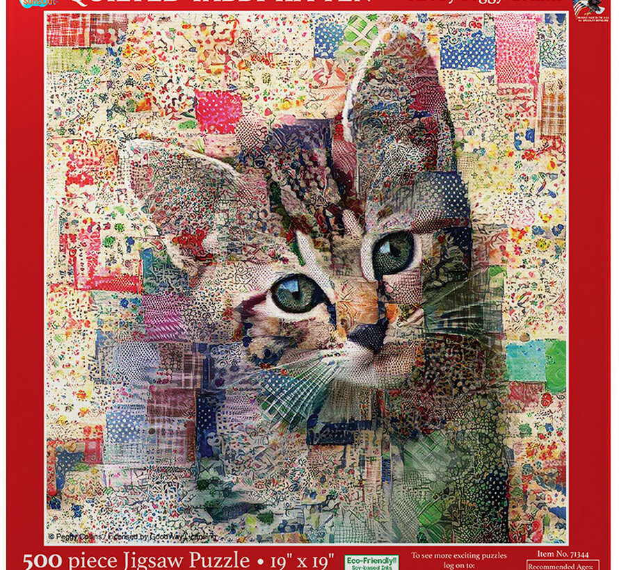 FINAL SALE SunsOut Quilted Tabby Kitten Puzzle 500pcs