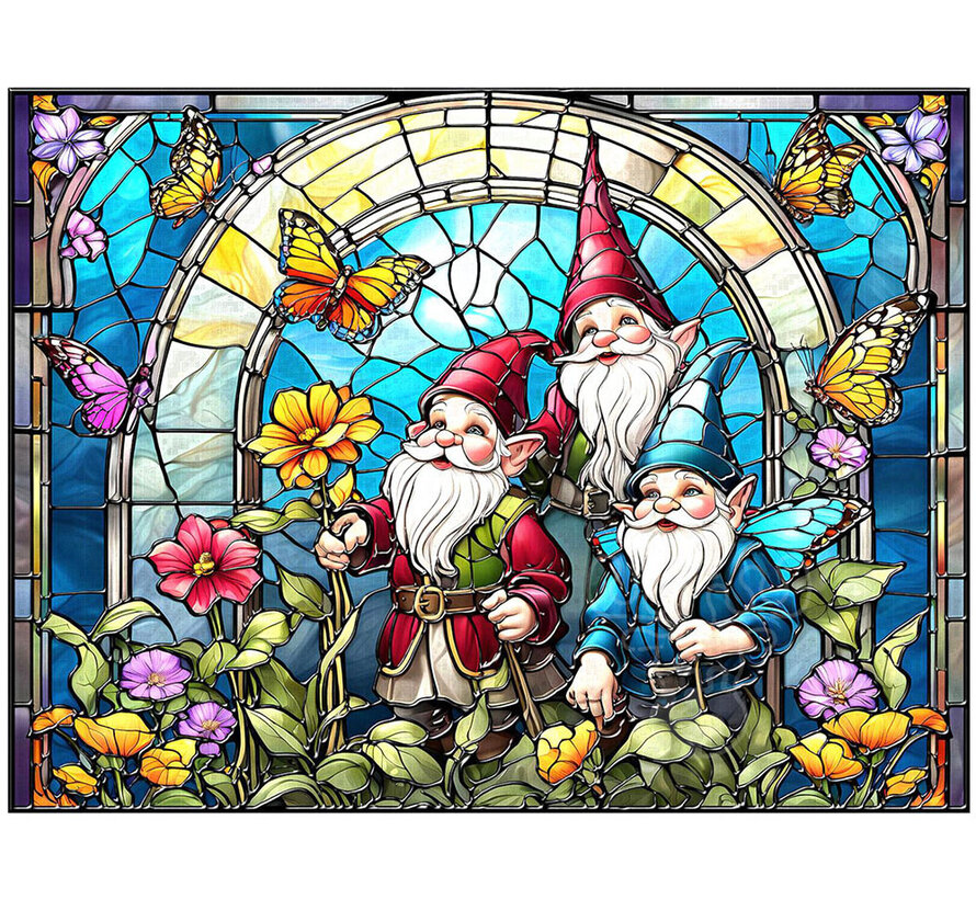 SunsOut Stained Glass Gnomes Puzzle 300pcs