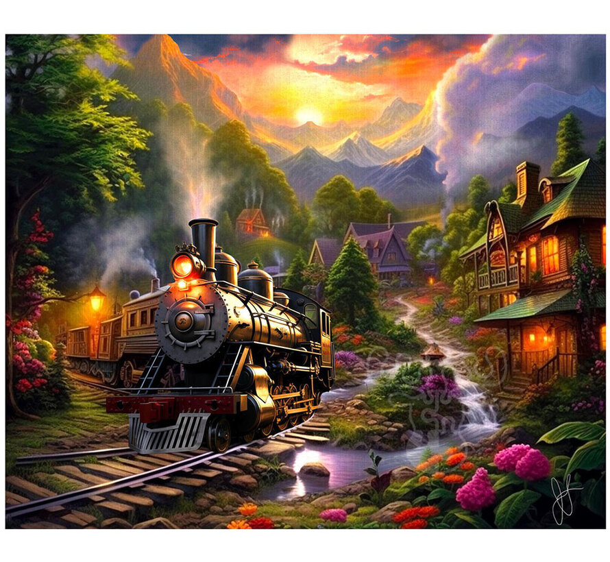 SunsOut Village Train Puzzle 1000pcs