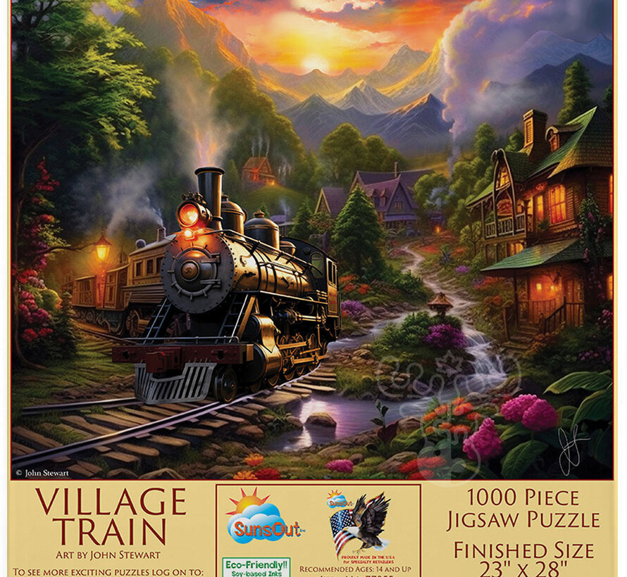 SunsOut Village Train Puzzle 1000pcs