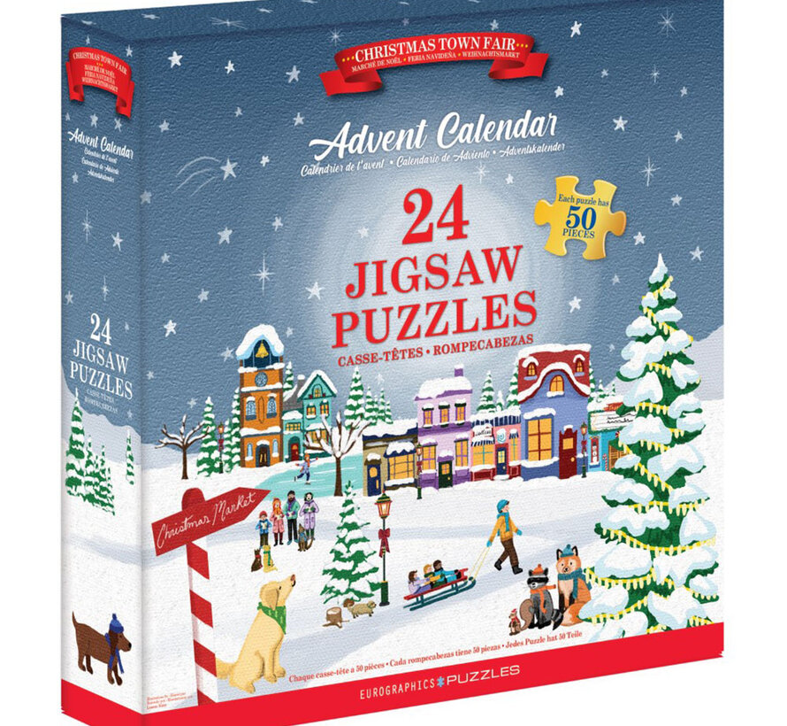 Eurographics Christmas Town Fair Advent Calendar Puzzle 24 x 50pcs