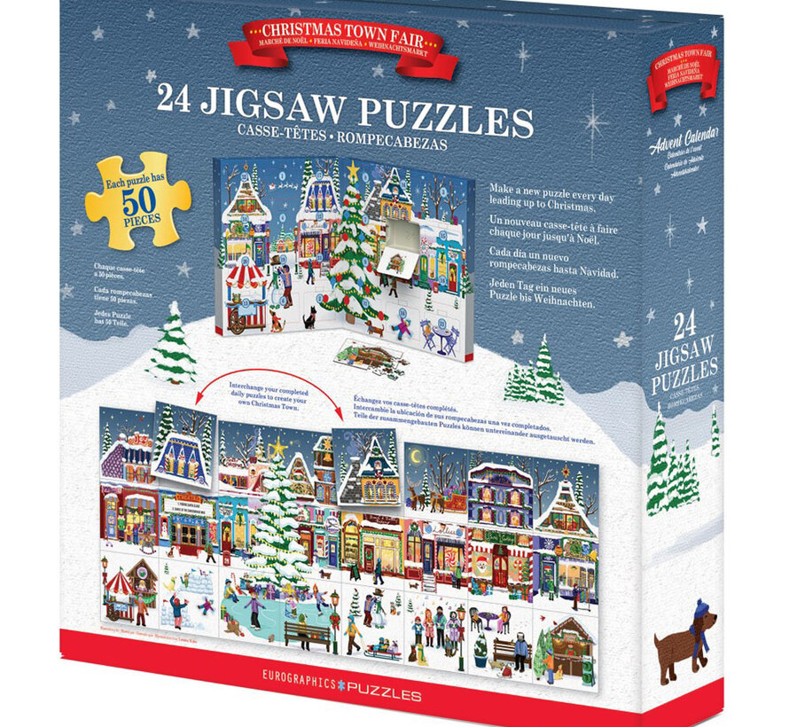 Eurographics Christmas Town Fair Advent Calendar Puzzle 24 x 50pcs