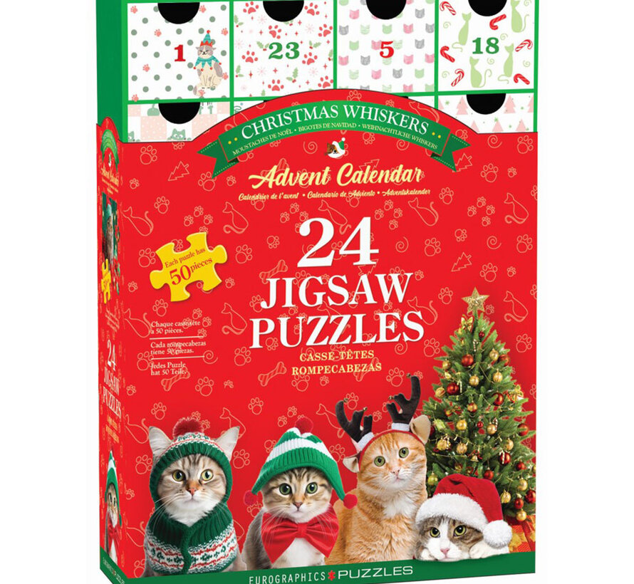 Eurographics Christmas Whiskers Advent Calendar Puzzle 24 x 50pcs