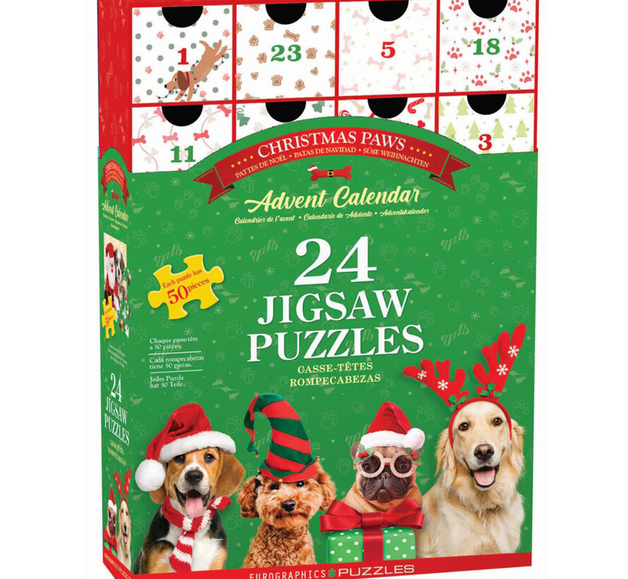 Eurographics Christmas Paws Advent Calendar Puzzle 24 x 50pcs
