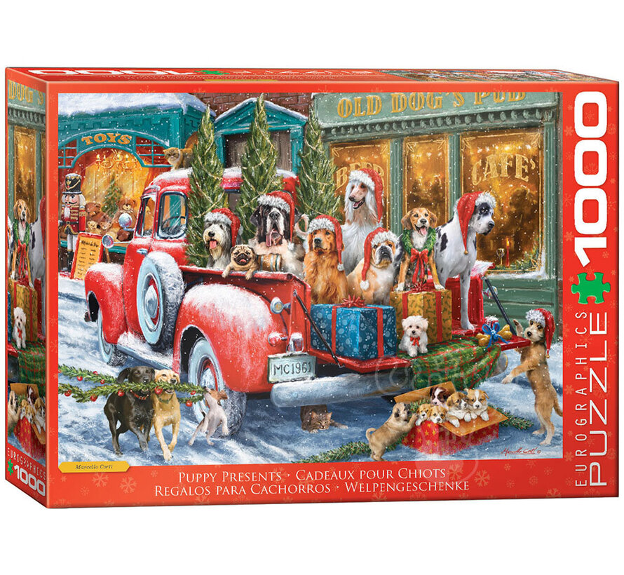 Eurographics Artist Label Corti: Puppy Presents Puzzle 1000pcs