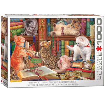 Eurographics Eurographics Artist Label Image World: Library Kittens Puzzle 1000pcs