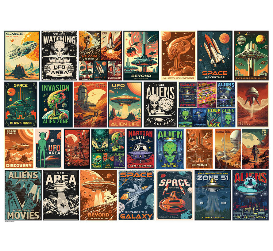 Eurographics Vintage Alien Posters Puzzle 1000pcs