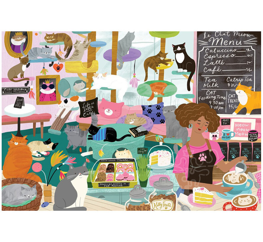 Pieces & Peace My Happy Place is in the Cat Café Puzzle 1000pcs
