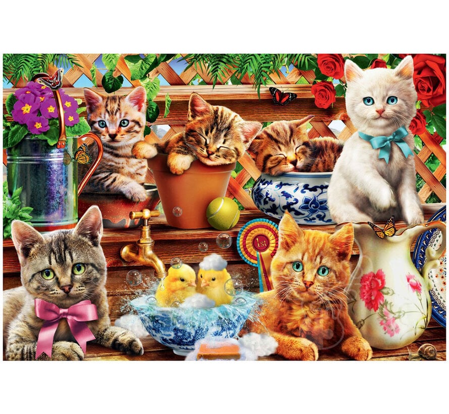 Bluebird Kittens in the Potting Shed Puzzle 1000pcs