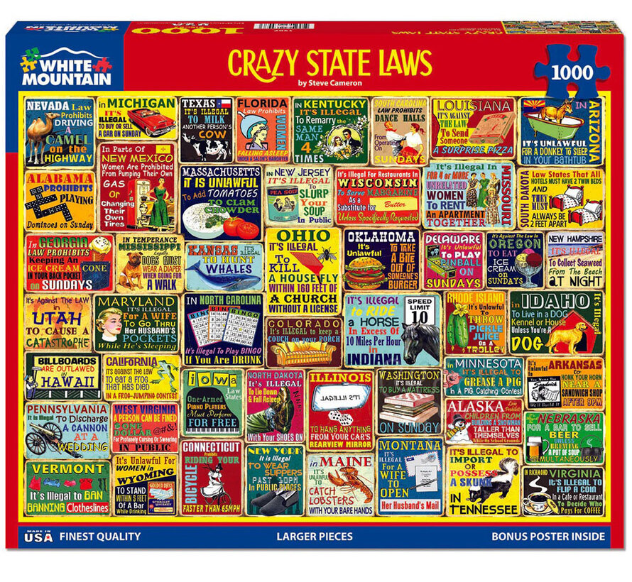 White Mountain Crazy State Laws Puzzle 1000pcs