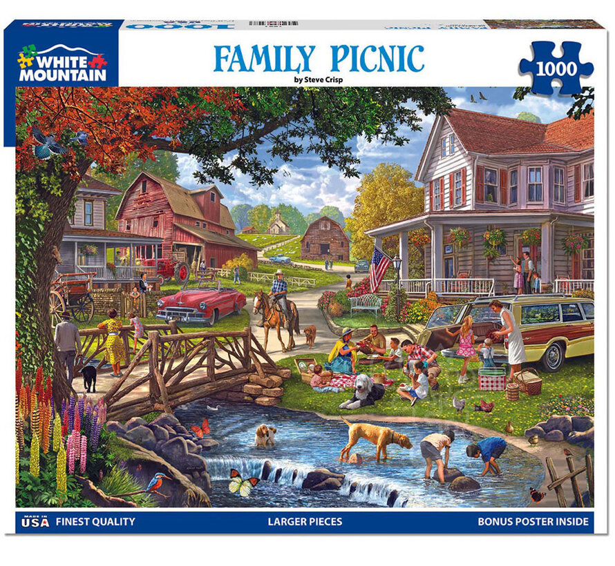 White Mountain Family Picnic Puzzle 1000pcs