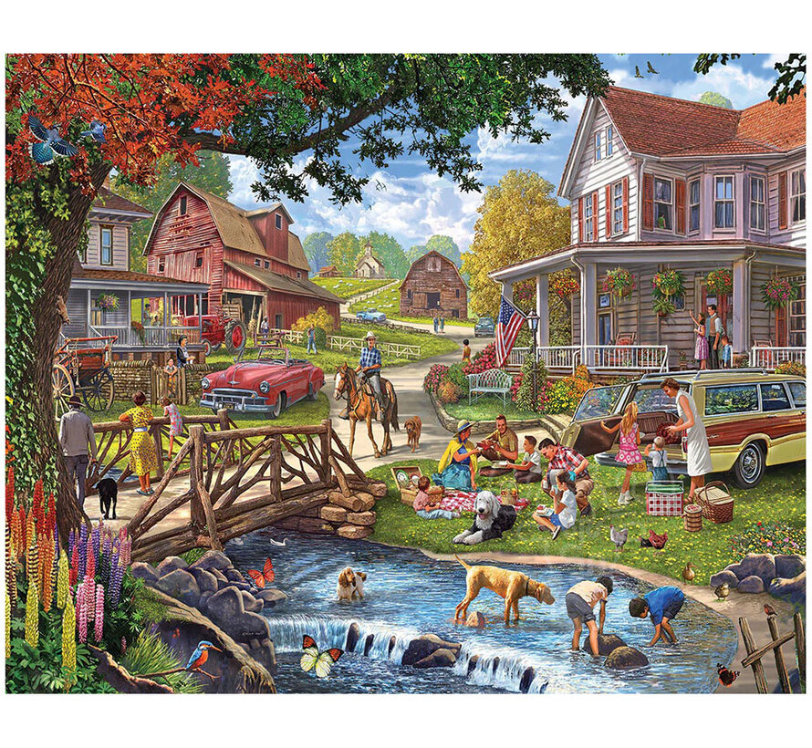 White Mountain Family Picnic Puzzle 1000pcs