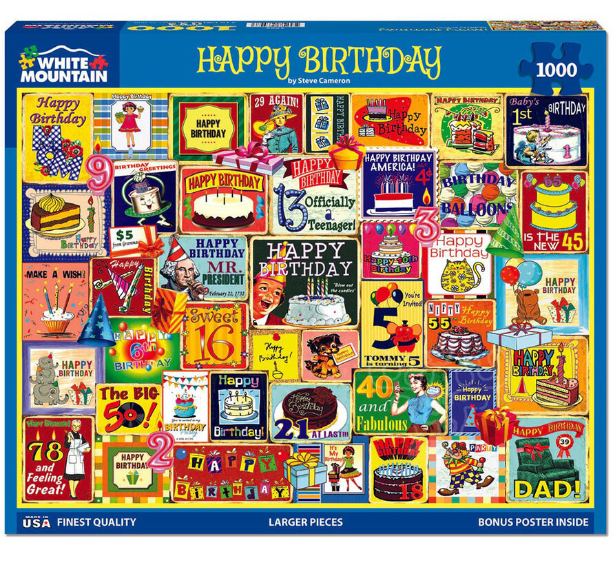 White Mountain Happy Birthday Puzzle 1000pcs
