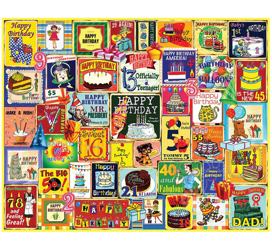White Mountain Happy Birthday Puzzle 1000pcs