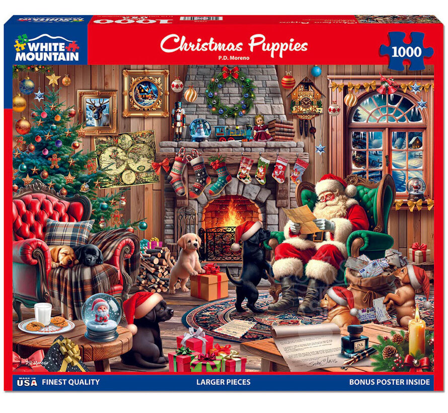 White Mountain Christmas Puppies Puzzle 1000pcs
