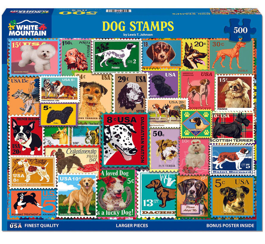 White Mountain Dog Stamps Puzzle 500pcs