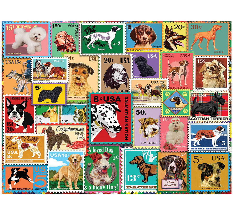 White Mountain Dog Stamps Puzzle 500pcs