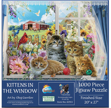 SunsOut FINAL SALE SunsOut Kittens in the Window Puzzle 1000pcs