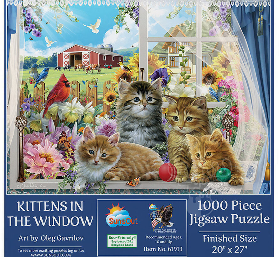 FINAL SALE SunsOut Kittens in the Window Puzzle 1000pcs