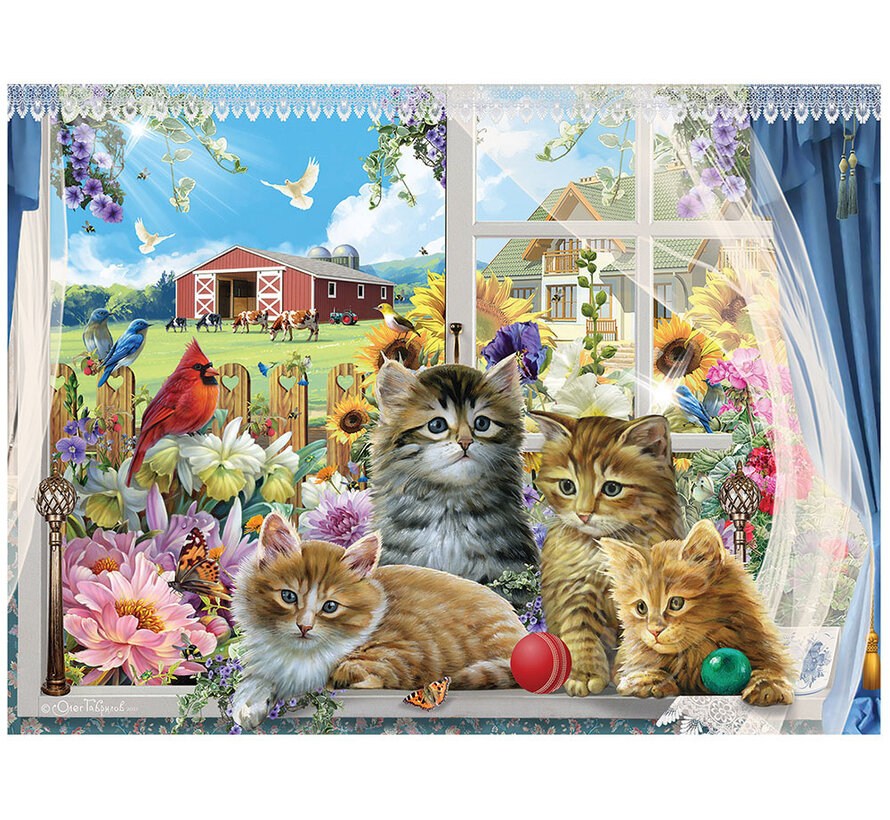 FINAL SALE SunsOut Kittens in the Window Puzzle 1000pcs