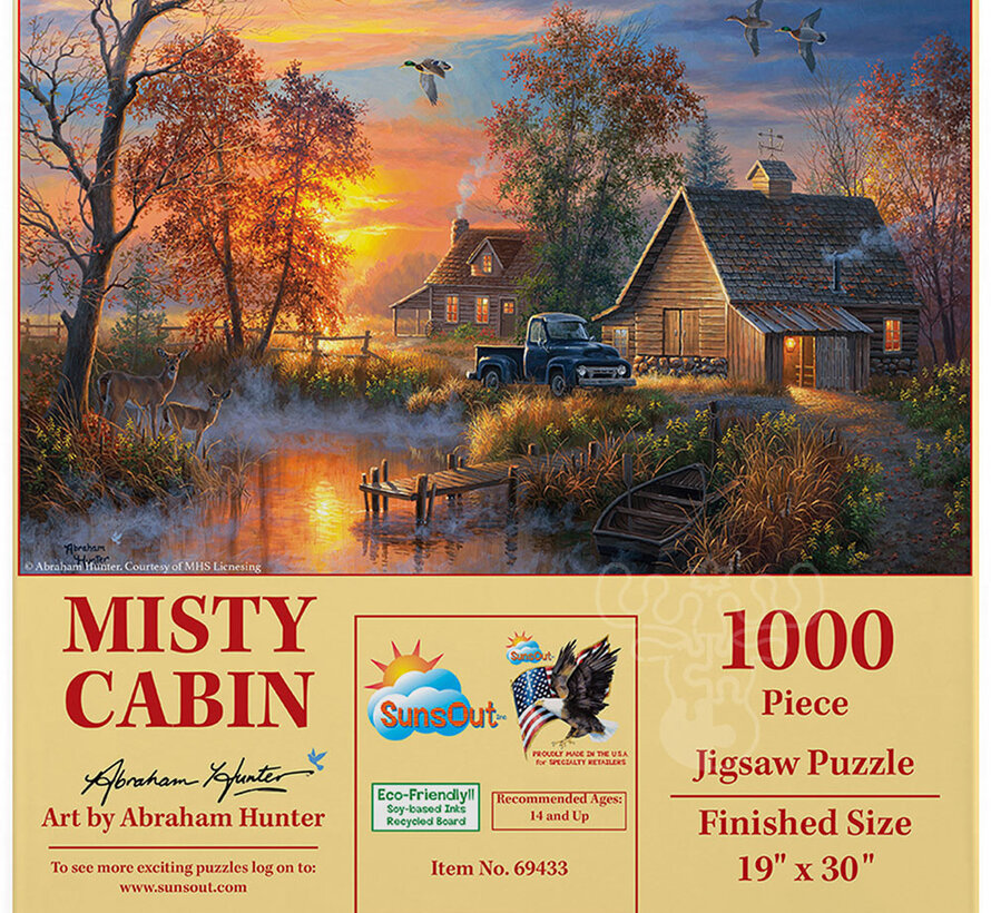 FINAL SALE SunsOut Misty Cabin Puzzle 1000pcs