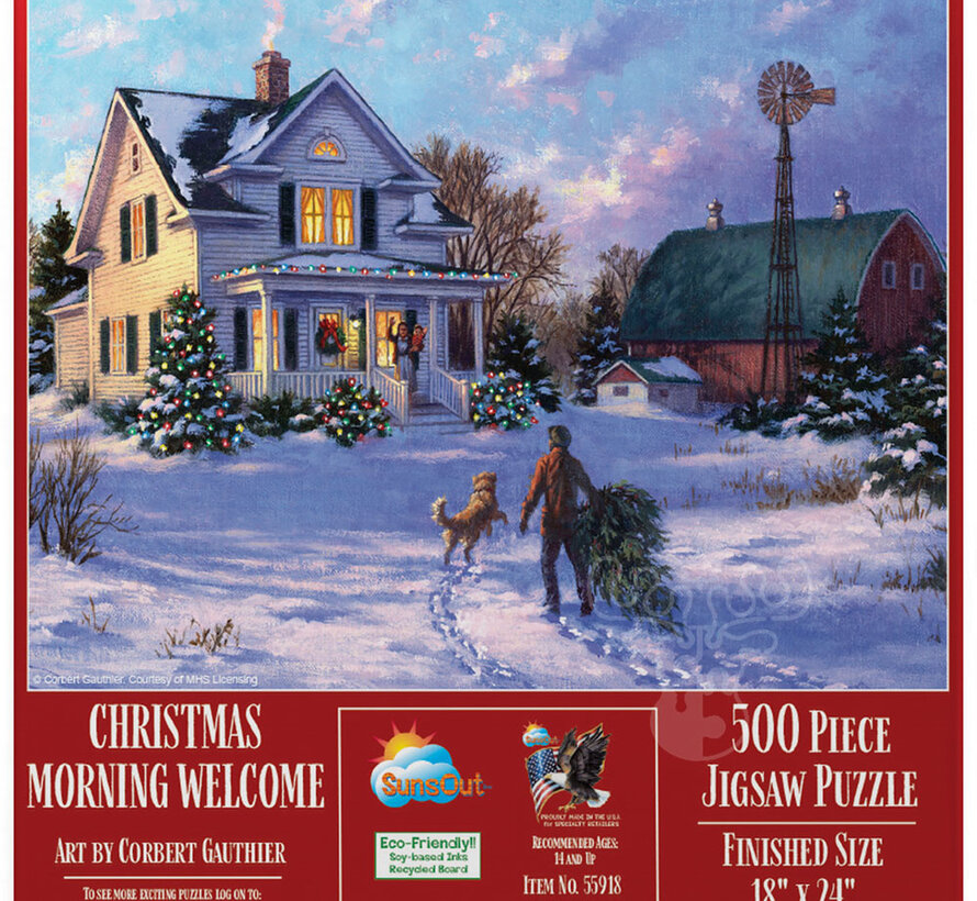 FINAL SALE SunsOut Christmas Morning Welcome Puzzle 500pcs