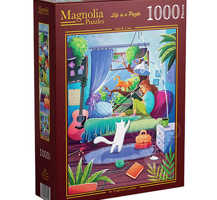 Magnolia Girl and Cats Puzzle 1000pcs