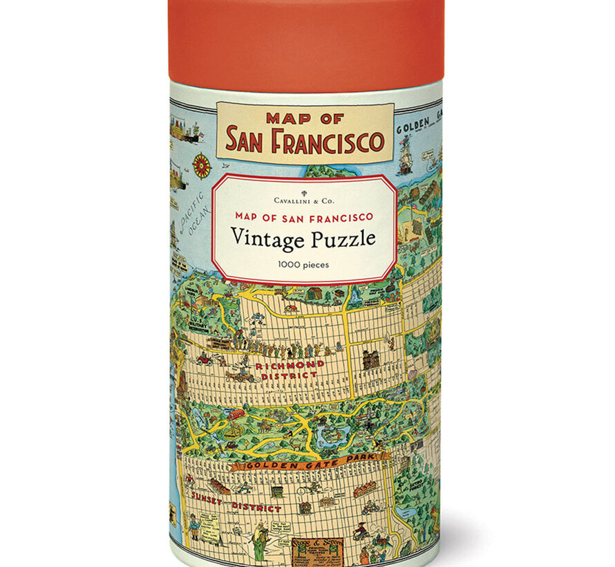 Cavallini Vintage: Map of San Francisco Puzzle 1000pcs