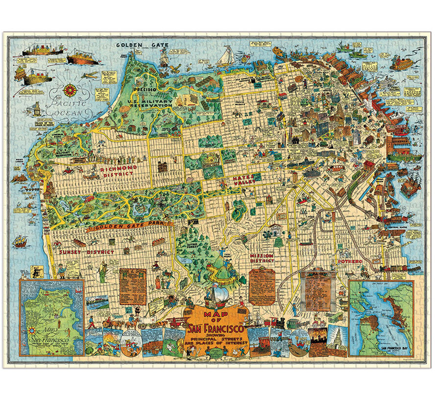 Cavallini Vintage: Map of San Francisco Puzzle 1000pcs