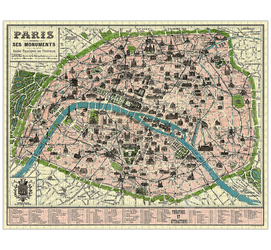Cavallini Vintage: Map of Paris Puzzle 1000pcs