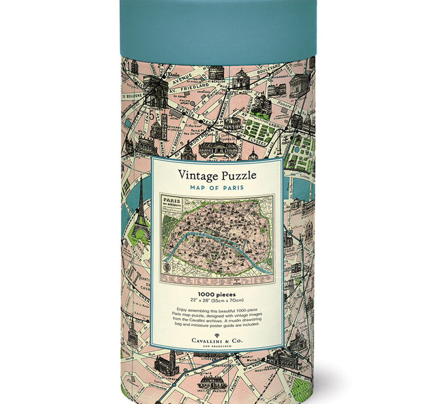 Cavallini Vintage: Map of Paris Puzzle 1000pcs
