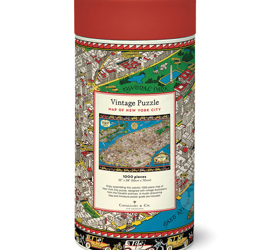 Cavallini Vintage: Map of New York Puzzle 1000pcs