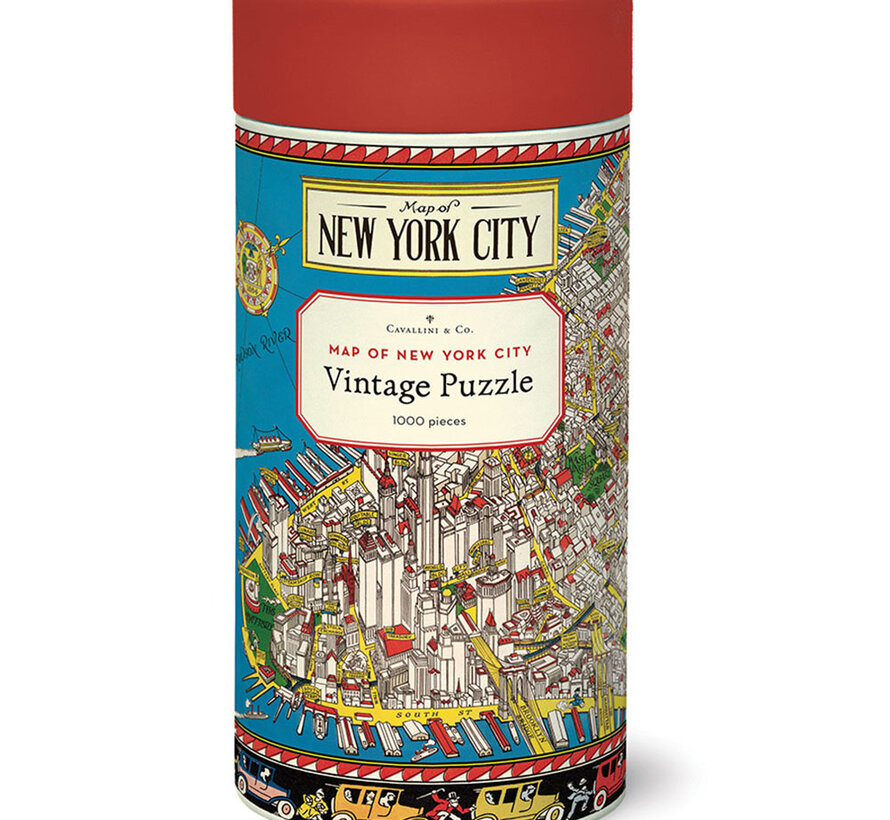Cavallini Vintage: Map of New York Puzzle 1000pcs