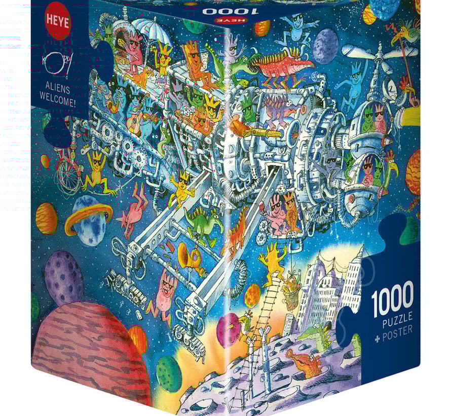 Heye Aliens Welcome! Puzzle 1000pcs Triangle Box