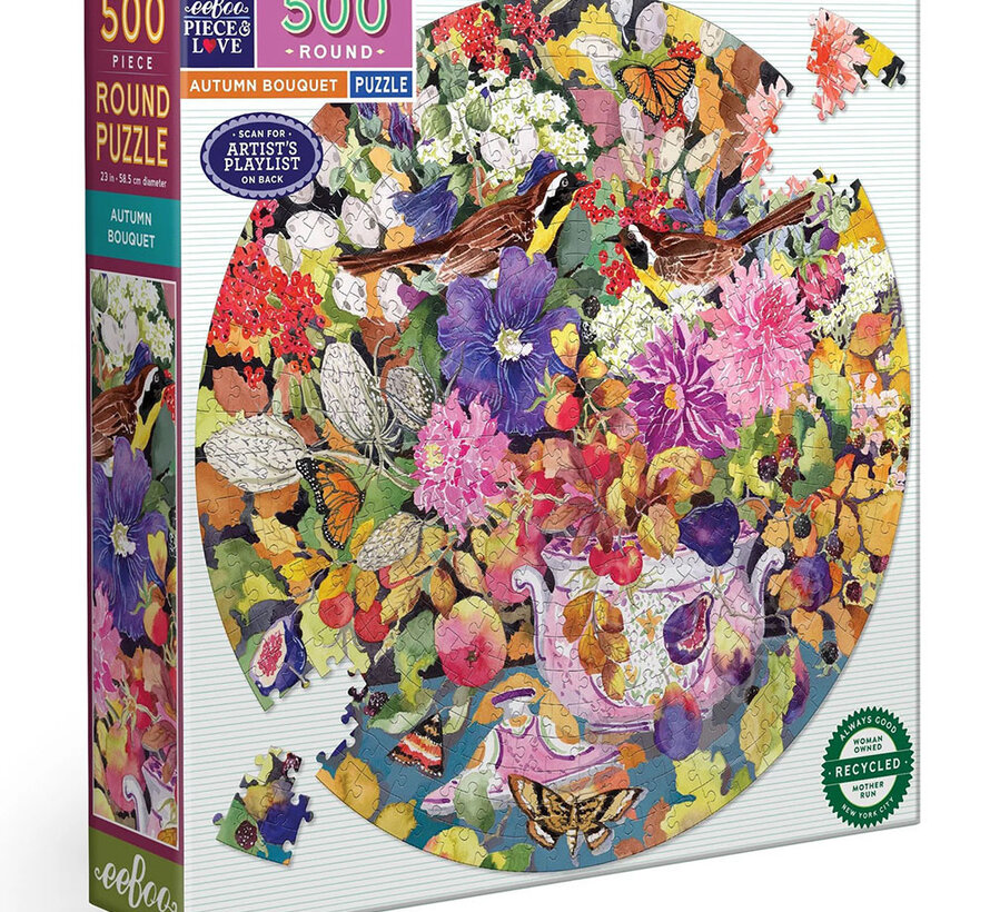 eeBoo Autumn Bouquet Round Puzzle 500pcs