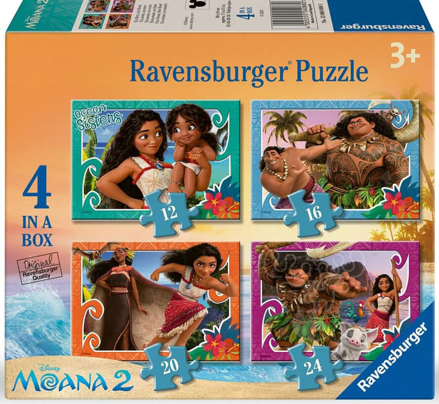 Ravensburger Disney Moana 2 Puzzle: 12, 16,  20, 24pcs  XXL - 4 in a Box