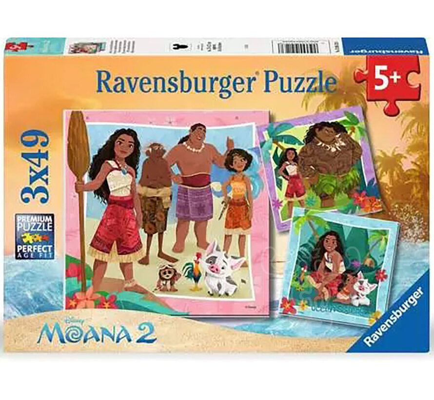 Ravensburger Disney Moana 2: Off To New Adventures Puzzle 3 x 49pcs