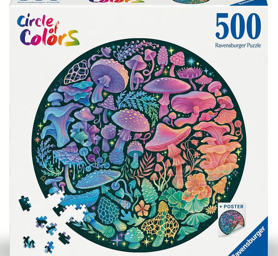 Ravensburger Circle of Colors: Mushrooms Round Puzzle 500pcs