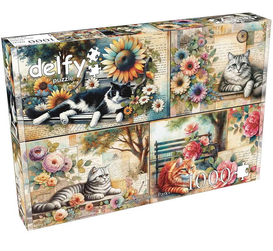 FINAL SALE Delfy Catnap in the Park Puzzle 1000pcs *