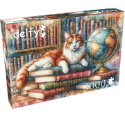 Delfy Delfy Books, Globes and Purrs Puzzle 1000pcs