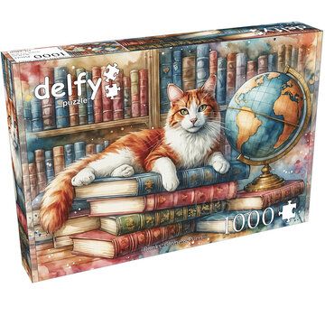 Delfy Delfy Books, Globes and Purrs Puzzle 1000pcs