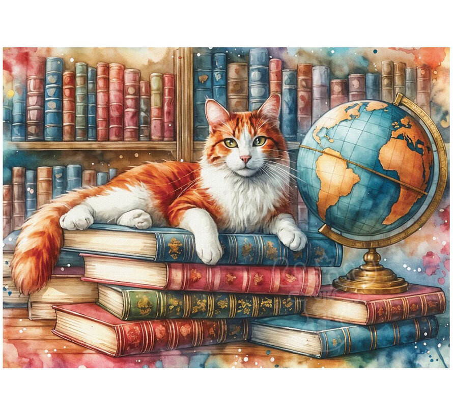 FINAL SALE Delfy Books, Globes and Purrs Puzzle 1000pcs *