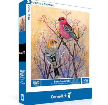 New York Puzzle Company New York Puzzle Co. Cornell Lab: Pine Grosbeaks Puzzle 500pcs