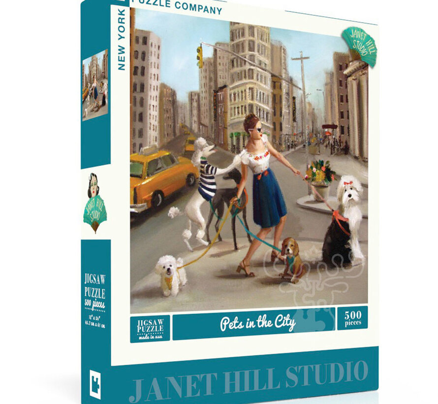 New York Puzzle Co. Janet Hill: Pets in the City Puzzle 500pcs